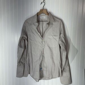 VTG Burberrys USA Stripe Shirt 16.5-34 Mens XL Preppy Classic 90s Y2K Old Money